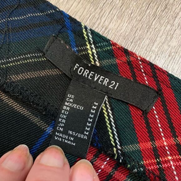 Forever 21 Suspender Plaid Mini Dress Black Shirt M Overall Pinafore - Picture 5 of 8